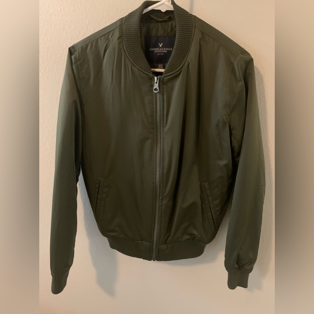 American Eagle extra small Army Green Women’s Satin Bomber Jacket